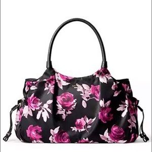 Kate Spade Classic Purple Floral Nylon Stevie Baby Bag NWT